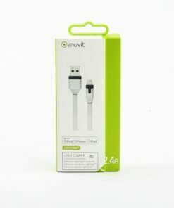 Muvit White Flat Cable Charge & Synchro Lightning MFI 2M 2.4A