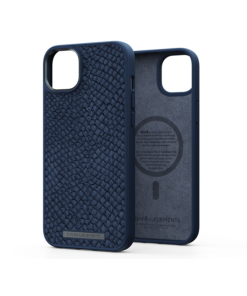 Njord Salm. Leather Magsafe Case iPhone 14 Plus Blue