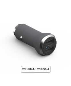 Force Power Dual 4.8A (2.4+2.4A) USB A+A FastCharge Car Charger Gray - Lifetime Warranty