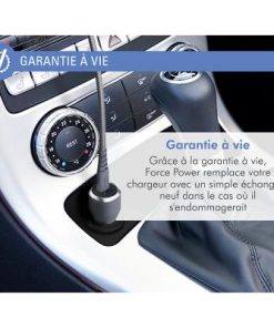 Alternative view of Force Power Dual 4.8A (2.4+2.4A) USB A+A FastCharge Car Charger Gray - Lifetime Warranty