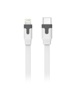 Muvit Tab Flat Cable TypeC/ Lightning MFI 1M 3A White