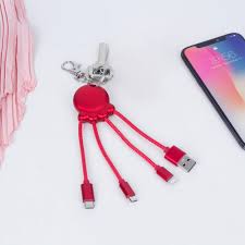 Alternative view of Xoopar Octopus Metal Red - Multi USB connector cable - 4 in 1 USB Hub: USB C, USB and Micro USB - Multi Plug USB Cable Metallic Red - Universal Charger Cable