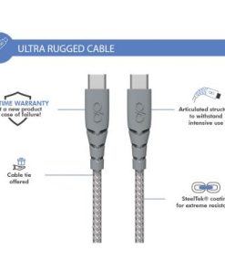 Alternative view of Force Power USB C to USB C Ultra-reinforced Cable 1,2m Gray - Lifetime Warranty