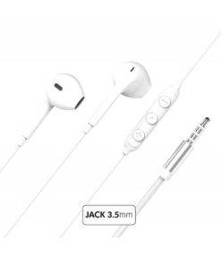 Force Play Jack 3.5mm Earbud Earphones Reinforced design White - Lifetime Warranty
