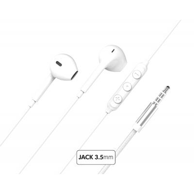 Force Play Jack 3.5mm Earbud Earphones Reinforced design White - Lifetime Warranty