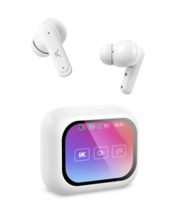 KSIX Vision Wireless Headphones, 2.01‘’ TFT display, ANC, Aut. 6+20 h, Touch control, Call, Voice assistance, White