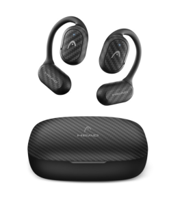 HEAD Open Ear Wireless Earphones, 6+24 h Battery Life, Touch Control, Calling, Voice Assistants, IPX4, Black