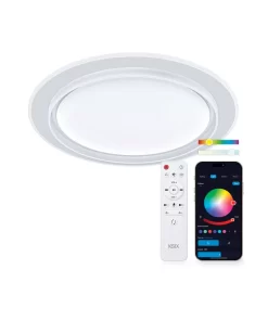 KSIX SmartLED Ceiling Light Sfera, Round Design, Speaker, RGBIC + CCT, Ø49x8 cm, 4500 lm, 34.9W, Tuya App, White