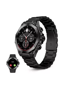 KSIX Titanium smartwatch, AMOLED 1,43” display, 2 straps, 5 days, Sport and health modes, Calls, Voice assistants, Black