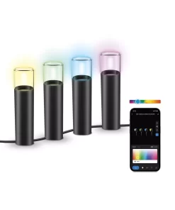 Set of 4 KSIX SmartLED outdoor beacons, WiFi + APP included, 12W, 200 lumens, RGBWIC, IP65, Extendable, Ground stakes included